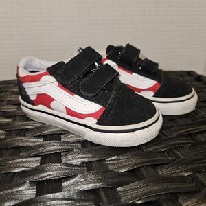 Vans Kids Black and Red Velcro Sneakers